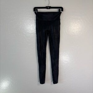 SPANX Faux Leather Leggings Black Size Small Stretch High Rise Shaping